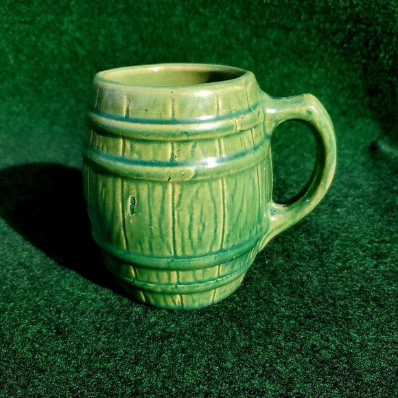 VTG McCoy Pottery Green Tankard Barrel Glaze Ceramic USA c.1930 20oz EUC - Picture 9 of 12